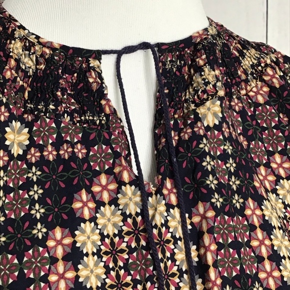 11 1 Tyhlo Boho Geometric Print Tassel Tie Neck Blouse Top Women's Small - Picture 10 of 12